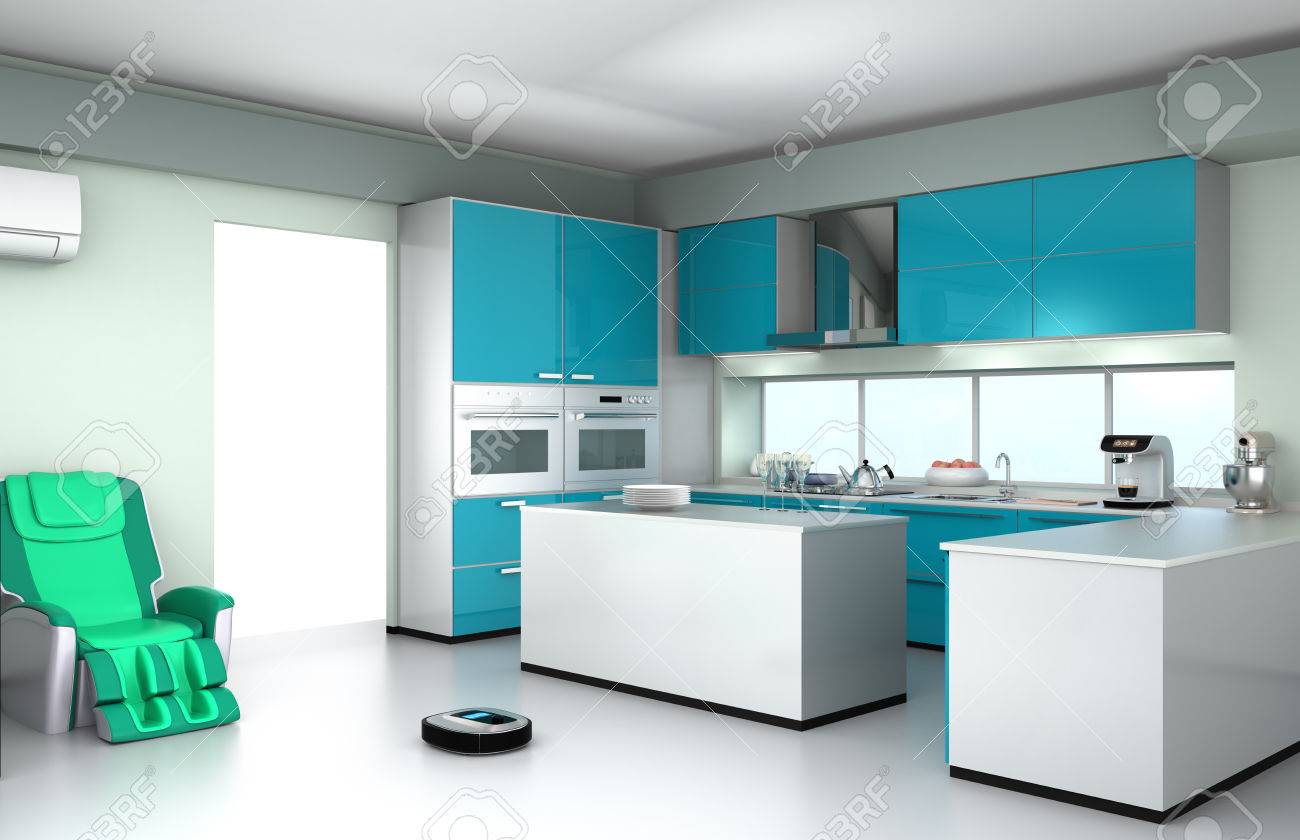 robotic vacuum cleaner in modern kitchen interior stock photo robotic vacuum cleaner in modern kitchen interior stock photo