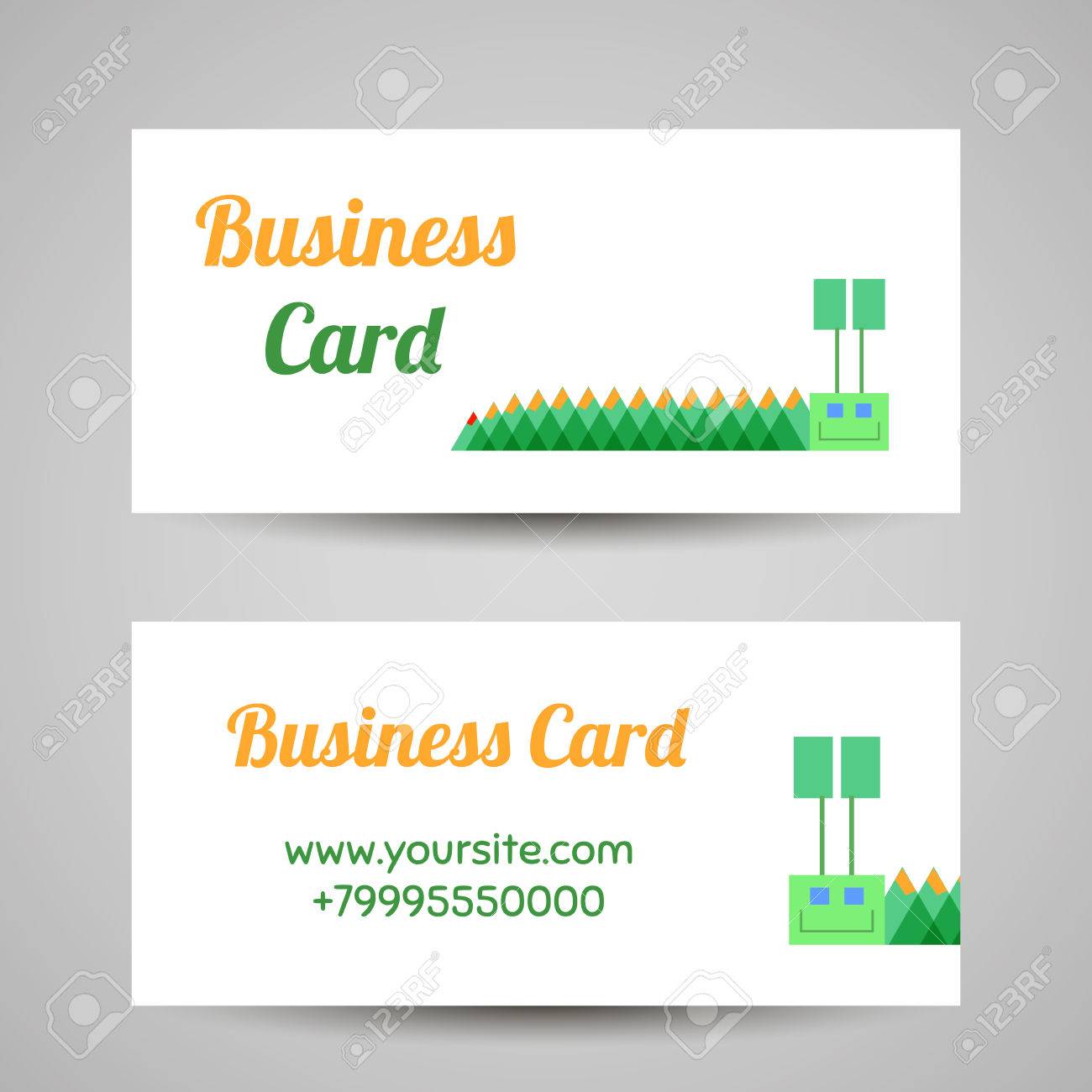 business card template with funny caterpillar vector illustration