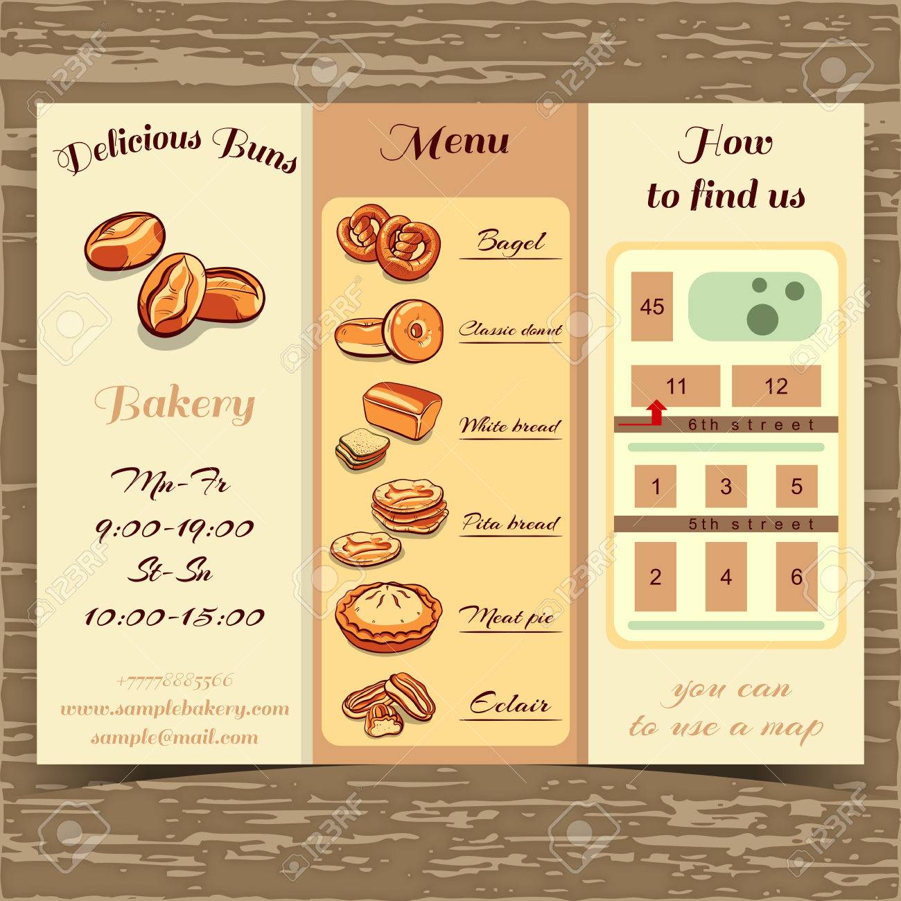 booklet for bakery with bread and buns booklet template with