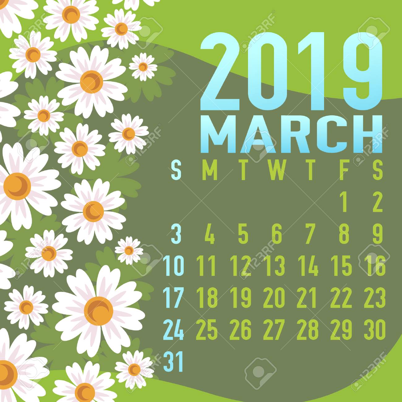 march 2019 calendar template with abstract spring flowers royalty spring 2019 calendar template