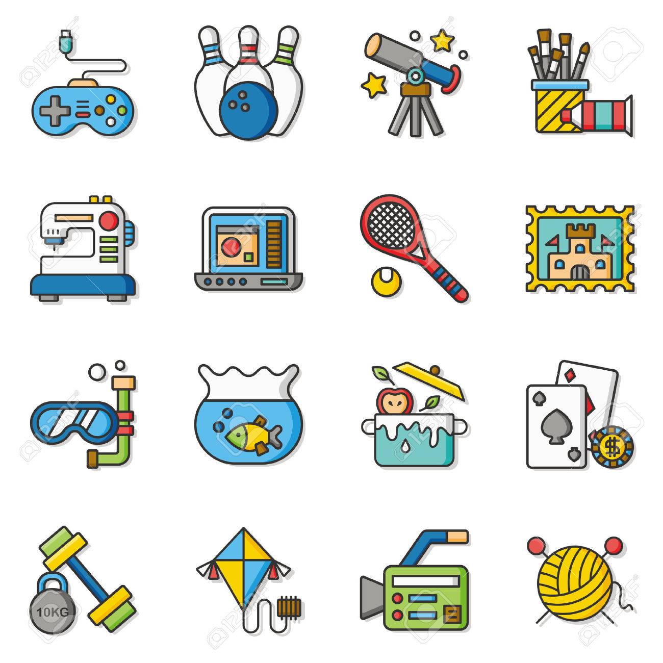 Icon Set Hobby Vector Royalty Free SVG, Cliparts, Vectors, and Stock  Illustration. Image 57651582.