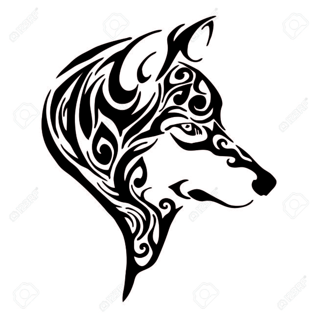wolf head tribal tattoo sketch drawing isolated royalty free wolf head tribal tattoo sketch drawing isolated royalty free