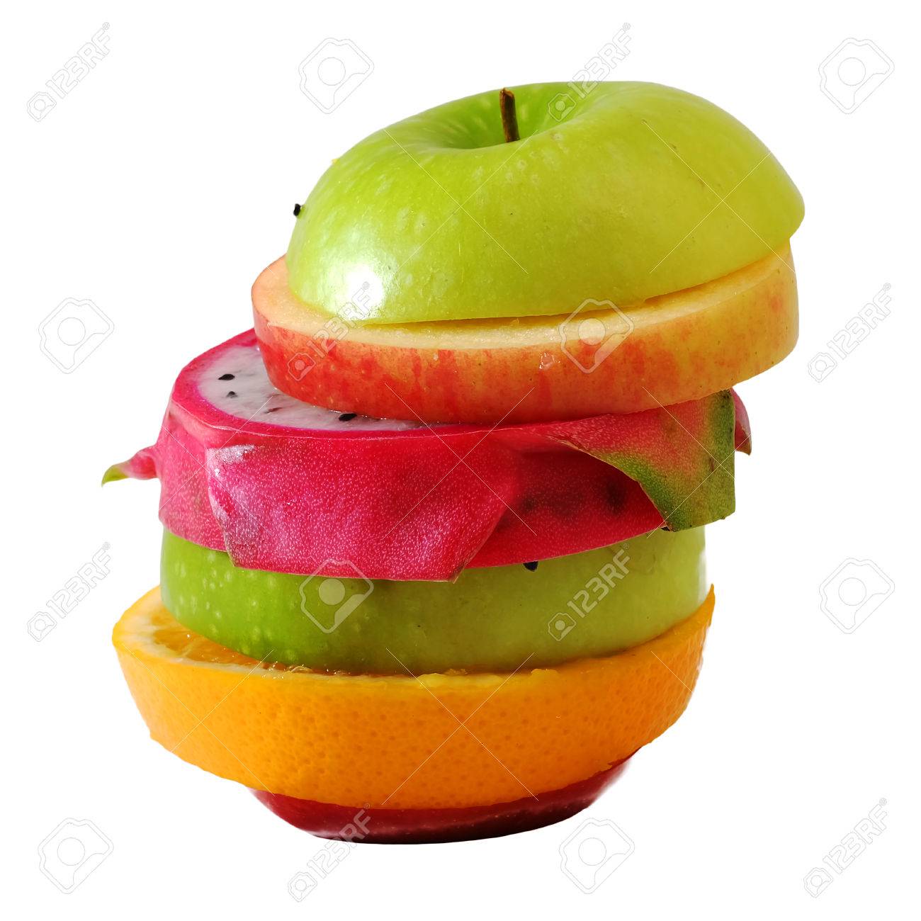 creative slide compose summer fruit mixed with white isolated