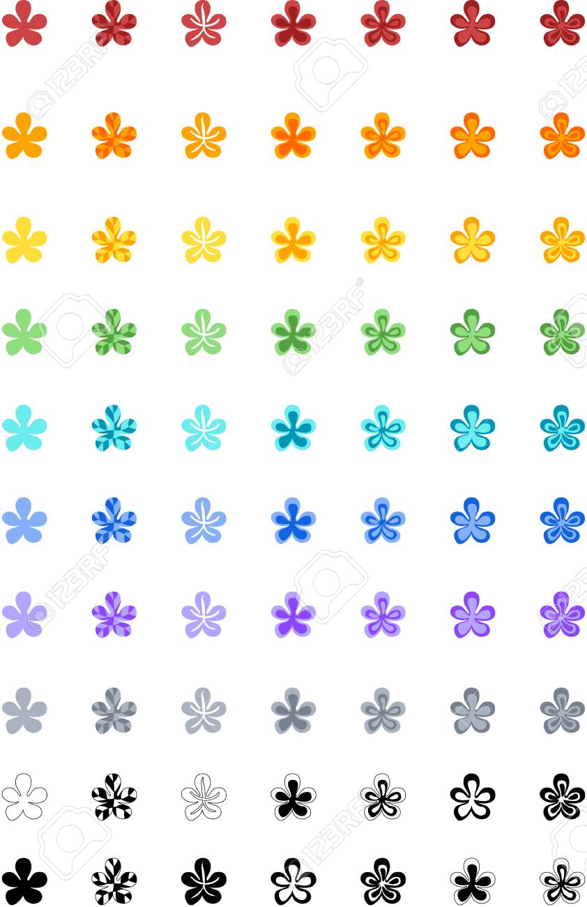 7 つの色とモノクロ色かわいいリーフのアイコン のイラスト素材 ベクタ Image 7 つの色とモノクロ色かわいいリーフのアイコン のイラスト素材 ベクタ Image