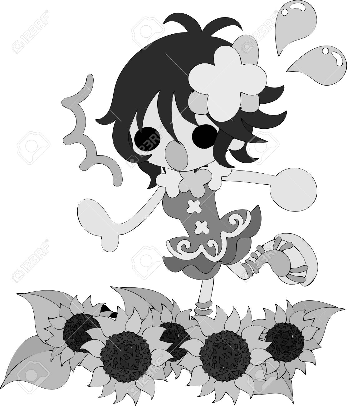 ひまわりとかわいい女の子のイラストのイラスト素材 ベクタ Image ひまわりとかわいい女の子のイラストのイラスト素材 ベクタ Image