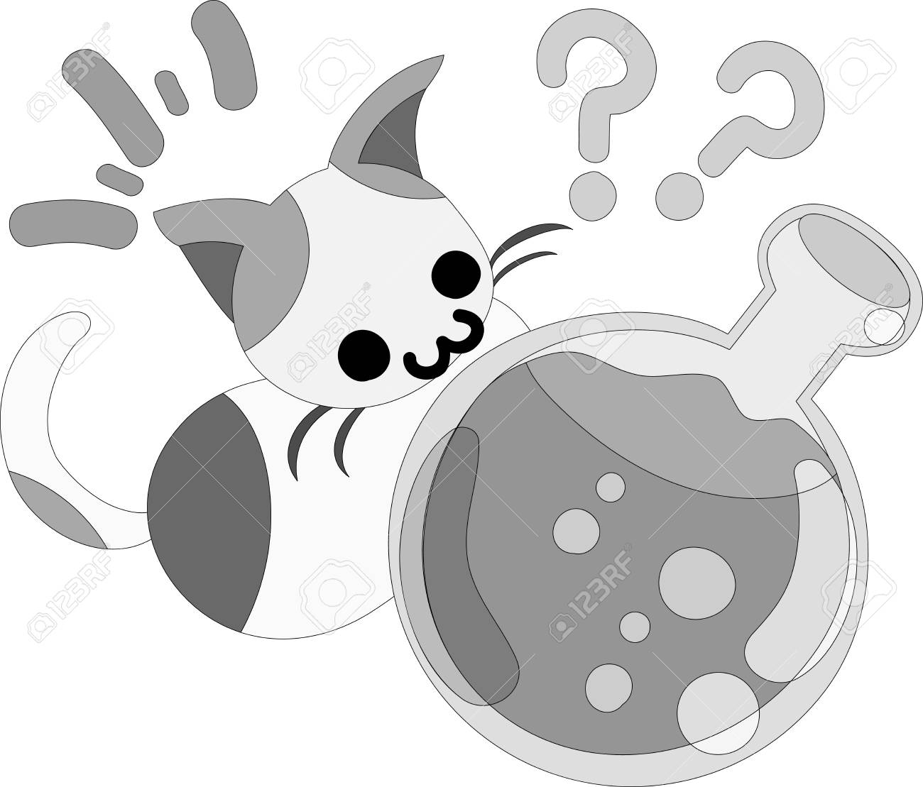 かわいい猫と不思議な薬のイラスト素材 ベクタ Image