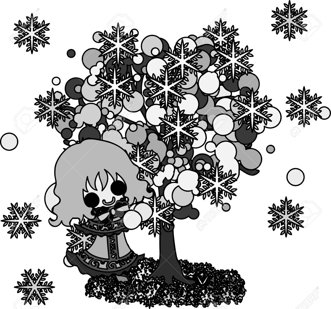 冬と女の子のかわいいイラストのイラスト素材 ベクタ Image 冬と女の子のかわいいイラストのイラスト素材 ベクタ Image