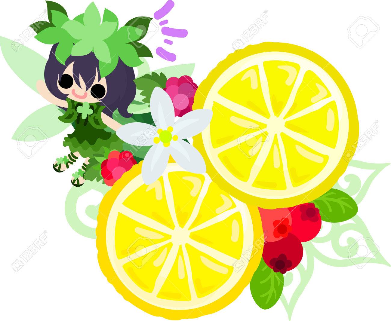 かわいい妖精とレモン飾りのイラストのイラスト素材 ベクタ Image かわいい妖精とレモン飾りのイラストのイラスト素材 ベクタ Image
