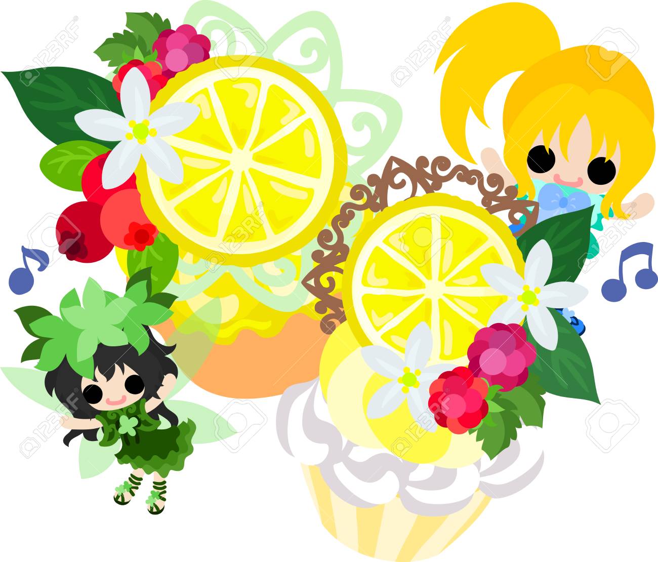 かわいい女の子とかわいい妖精とレモンのお菓子のイラスト のイラスト素材 ベクタ Image かわいい女の子とかわいい妖精とレモンのお菓子のイラスト のイラスト素材 ベクタ Image