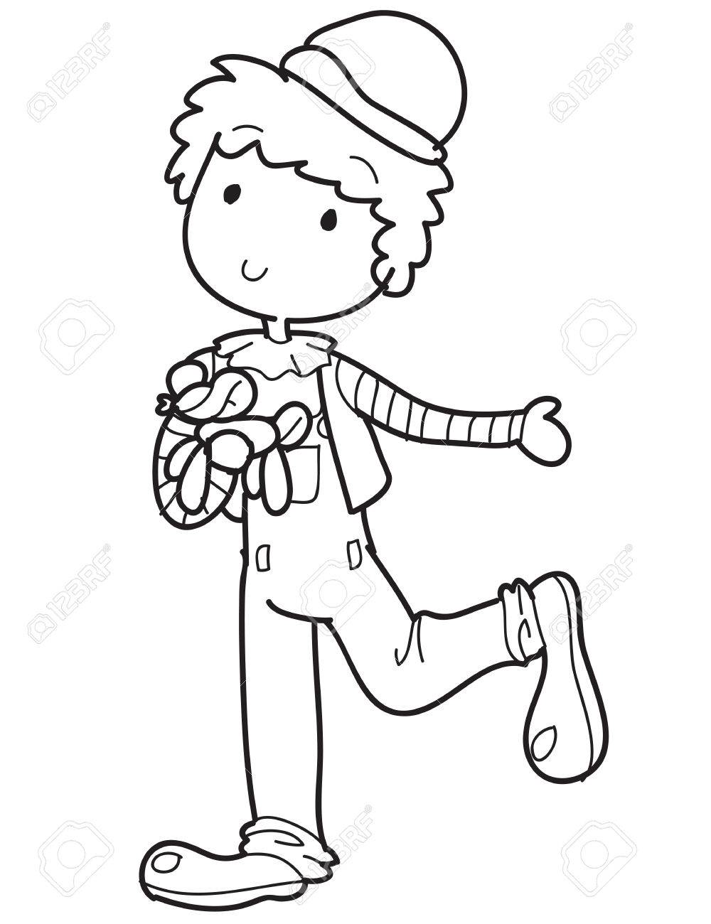 clown coloring sheet outlined royalty free cliparts vectors and