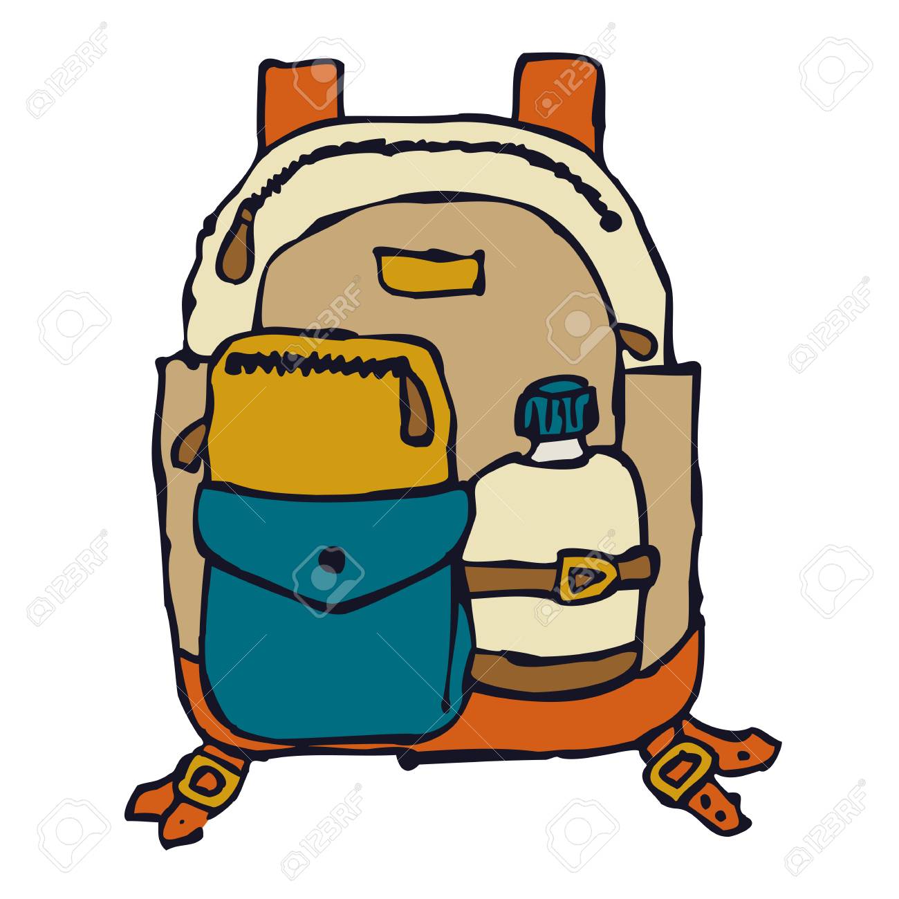 backpack and water bottle