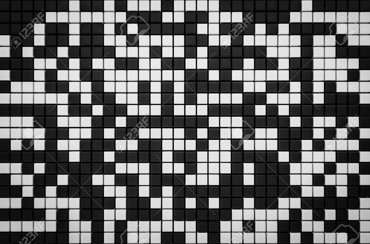 pixel black and white grid background 3d render with copy space