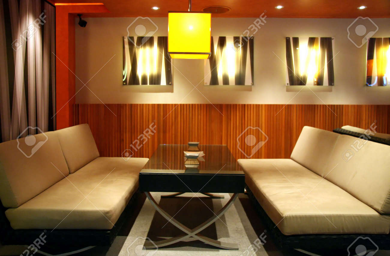 Unique And Colorful Curved Bar At A New Outlet Stock Photo