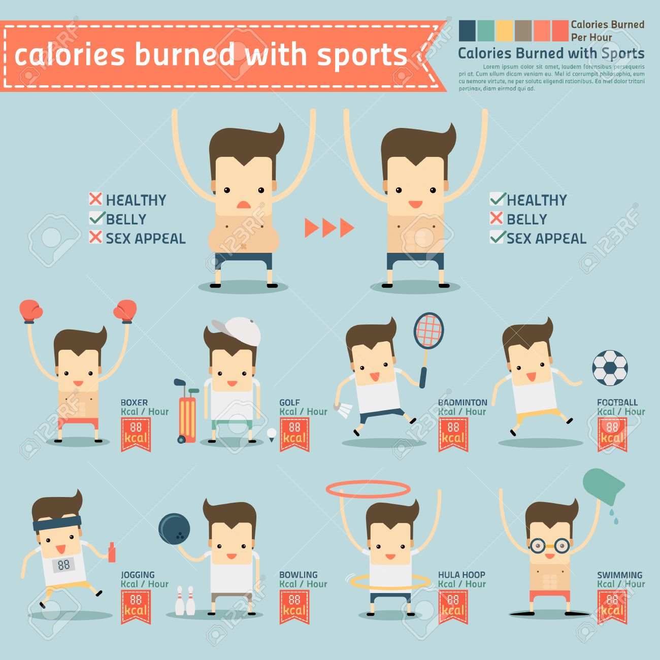 calories burned with sports infographics vector royalty free