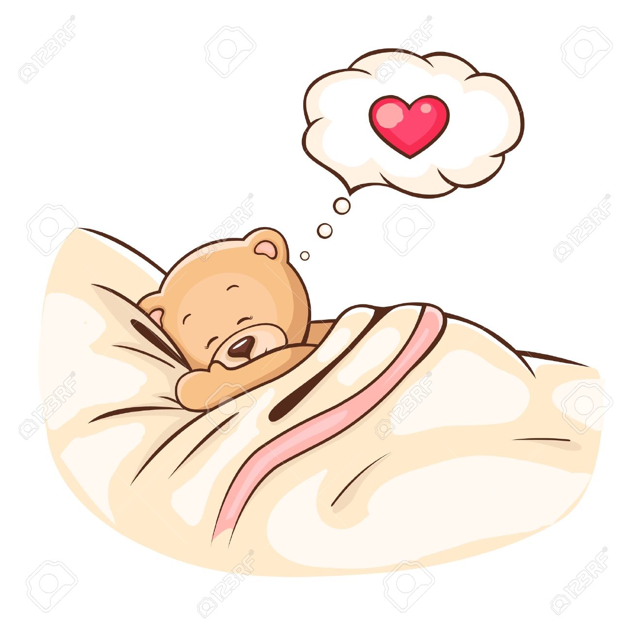 イラストかわいいテディベアの枕で眠る のイラスト素材 ベクタ Image