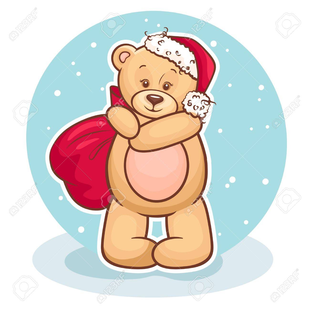 Cute Illustration Of Christmas Teddy Bear With Gift Bag, For Xmas Design  Royalty Free Svg, Cliparts, Vectors, And Stock Illustration. Image 14887198.