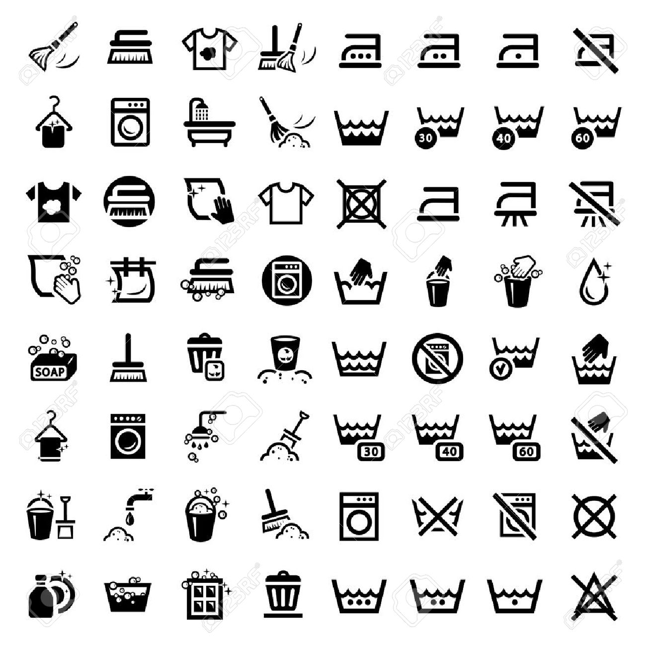 64 laundry and washing icons for web and mobile all elements
