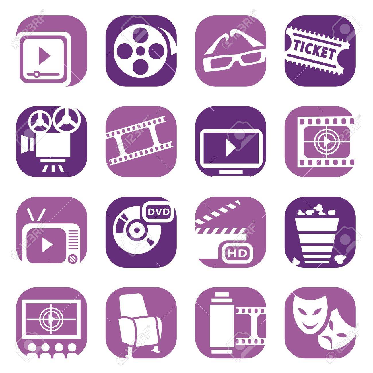 Color Cinema Icons Set Created For Mobile, Web And Applications - 18842067 Color Cinema Icons Set Created For Mobile, Web And Applications - 18842067