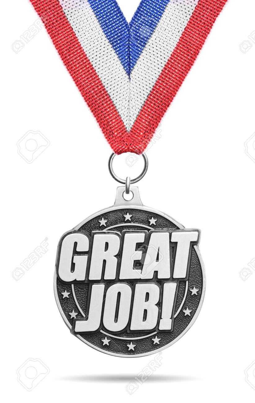 silver medal great job isolated on white stock photo picture