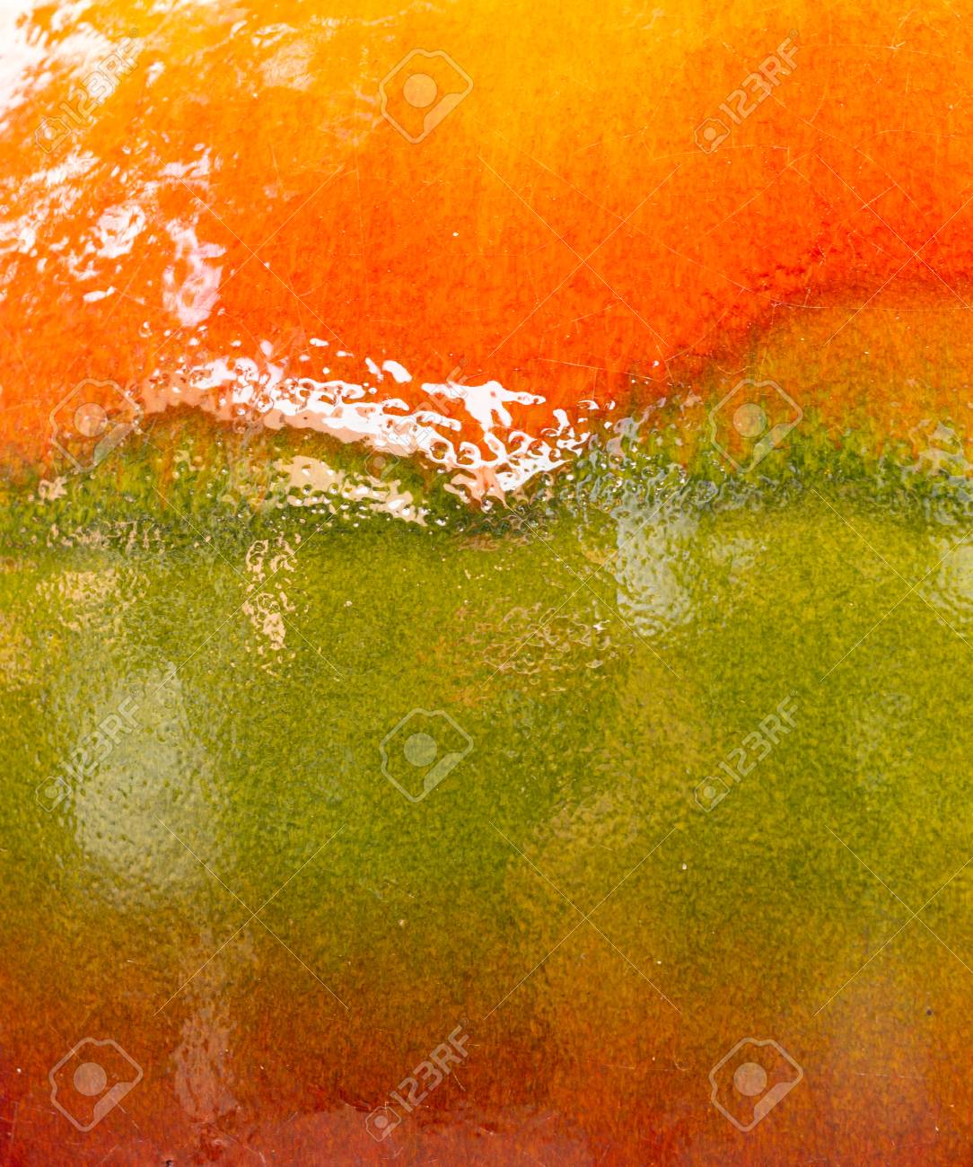 Handmade Glazed Pottery Ceramic Art Texture Surface Green And