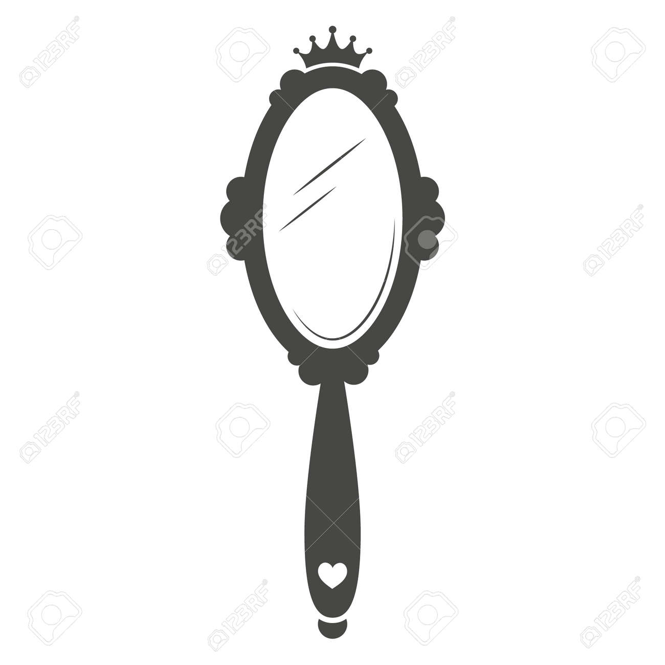 Vintage Princess Hand Mirror In Royal Style On White Background. Retro  Frame Design With Crown For Baby Girl Birthday And Party. Vector  Silhouette. Royalty Free SVG, Cliparts, Vectors, and Stock Illustration.  Image, image size:1300x1300