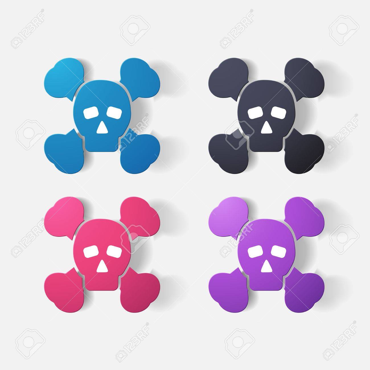 紙クリップ ステッカー 毒ドクロマークをシンボルのイラスト素材 ベクタ Image