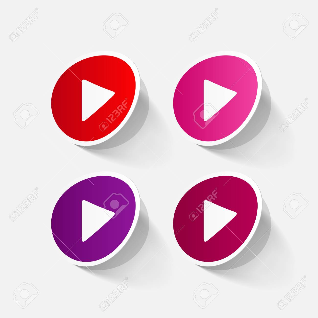 紙ステッカー 再生ボタン Web アイコン 分離のイラスト アイコンのイラスト素材 ベクタ Image