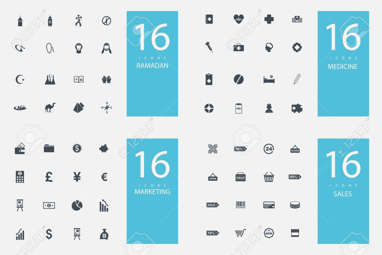 4 のテーマとアイコンのスタイリッシュなセット のイラスト素材 ベクタ Image