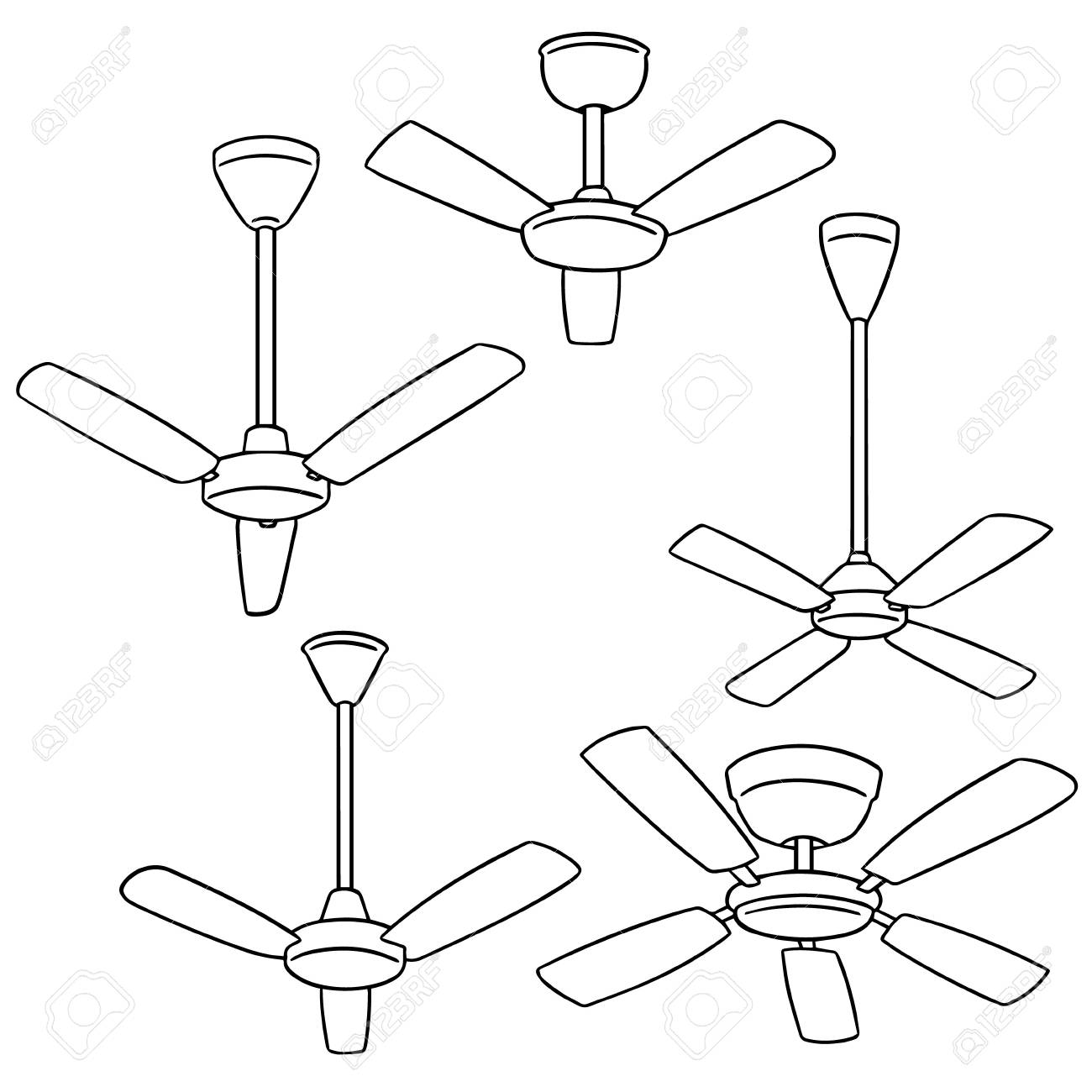 Vector Set Of Ceiling Fan Royalty Free Cliparts Vectors And