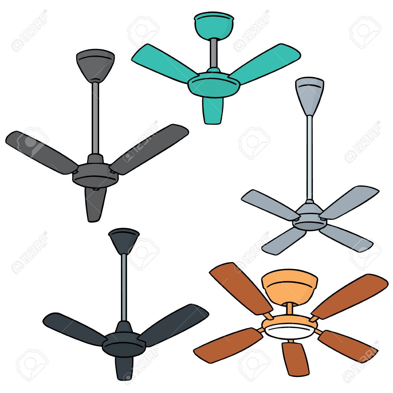 Vector Set Of Ceiling Fan Royalty Free Cliparts Vectors And