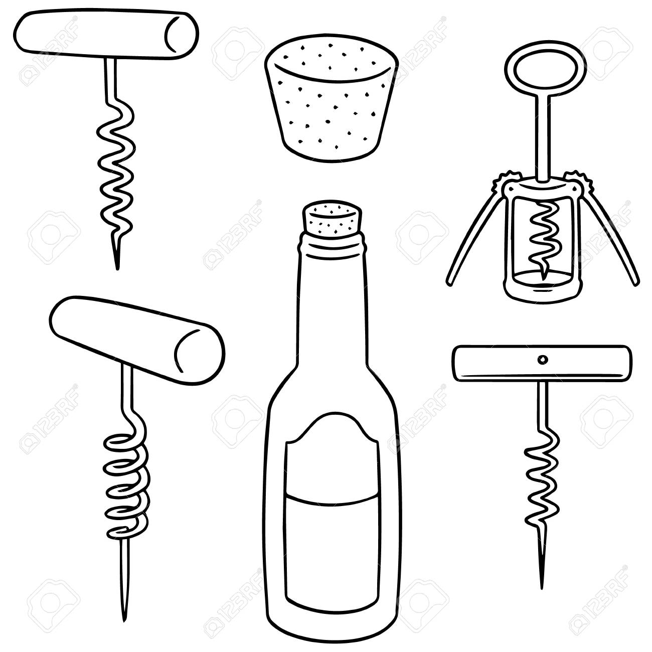 ワイン オープナーのセットです のイラスト素材 ベクタ Image