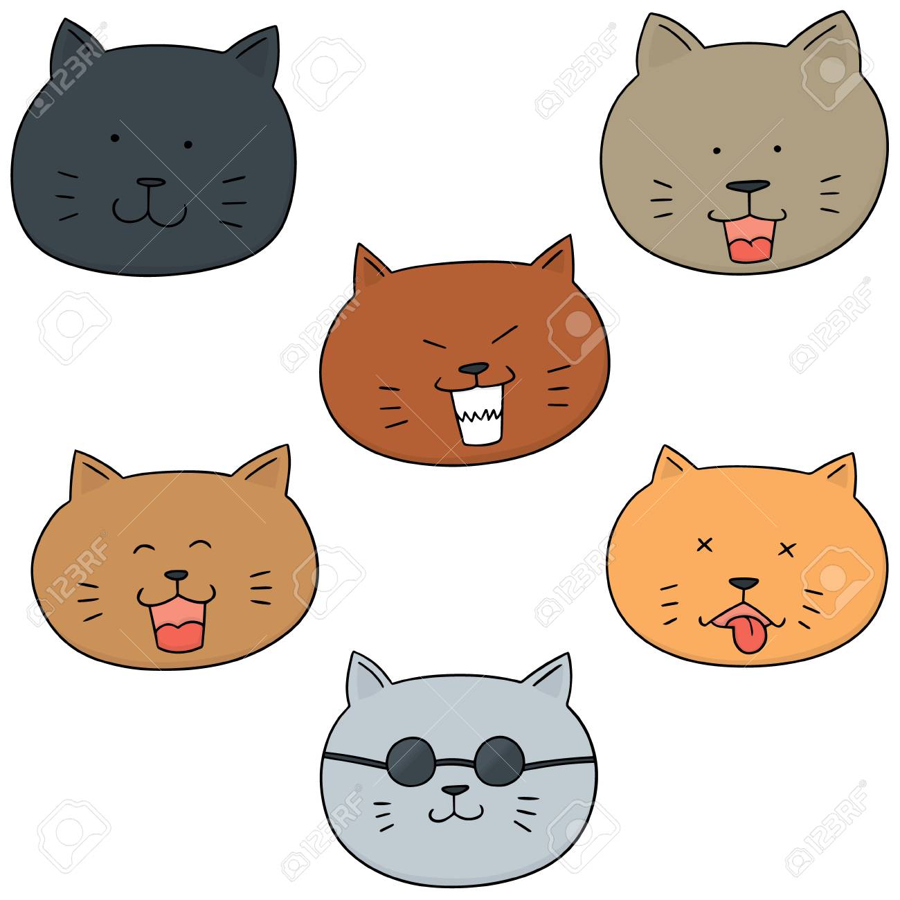 猫顔のベクトルを設定のイラスト素材 ベクタ Image