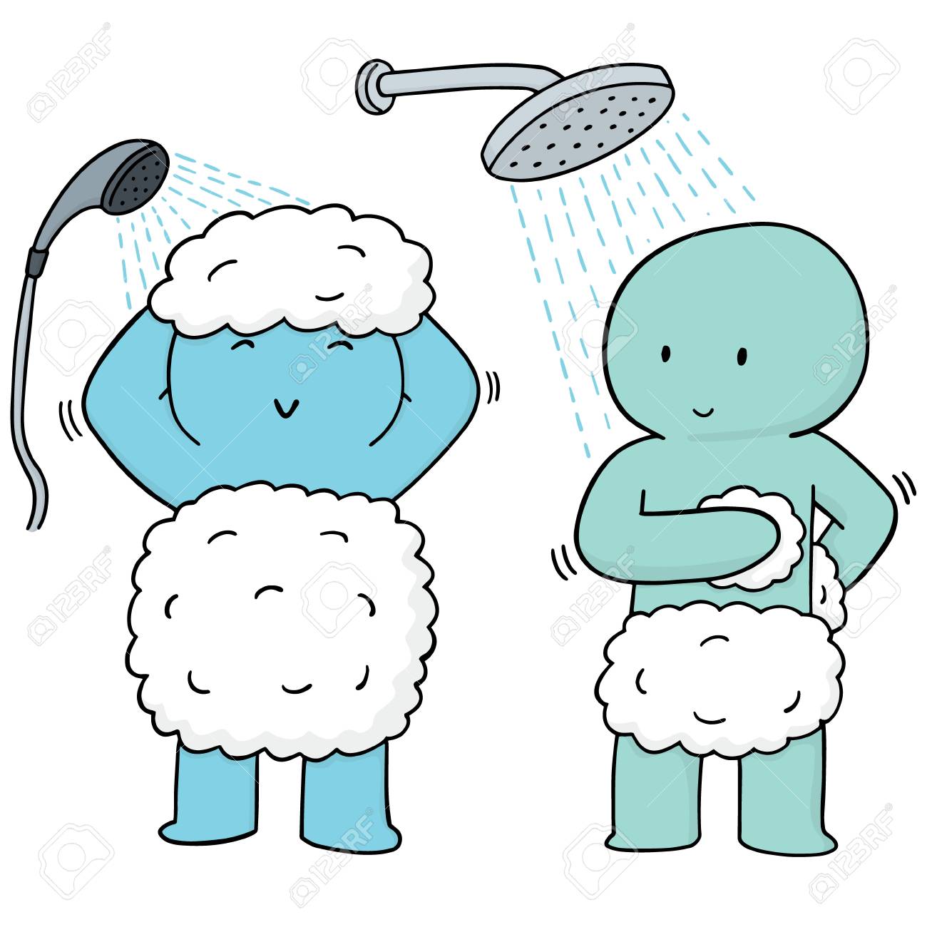 シャワーを浴びる男性のベクトルセットのイラスト素材 ベクタ Image