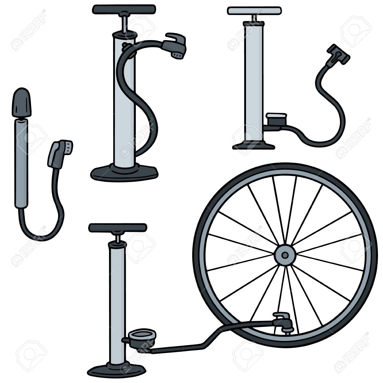 Vector Set Of Bicycle Pump Royalty Free 
