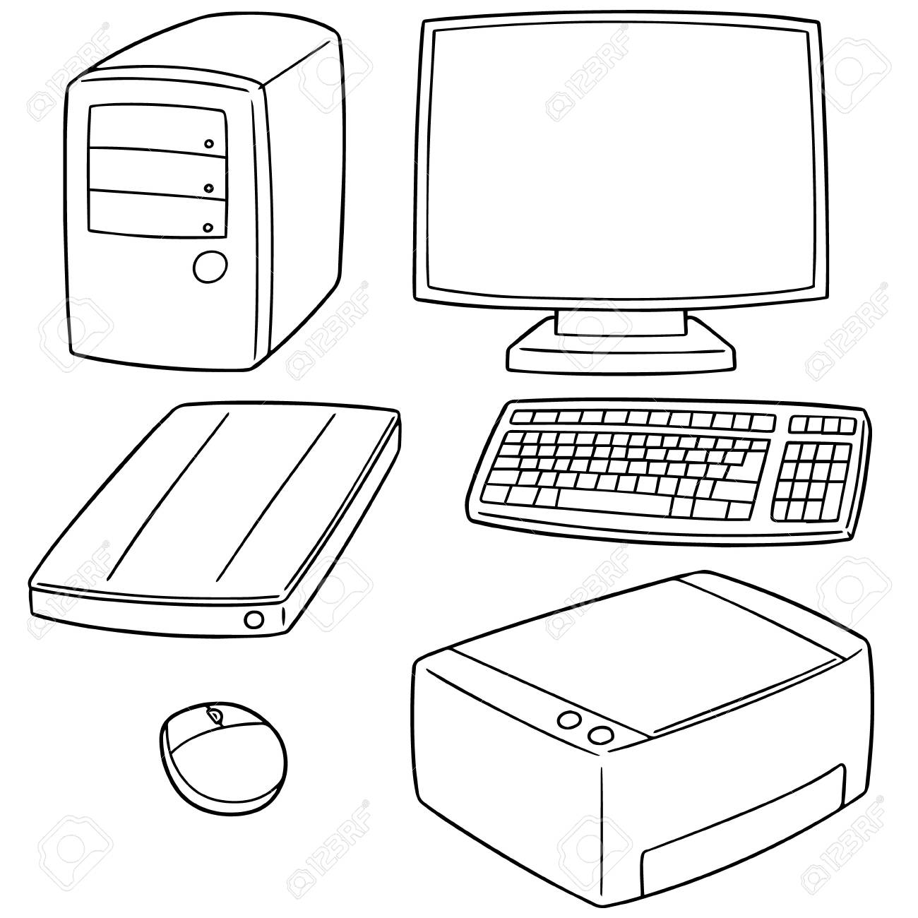 Vector Set Of Computer Equipment Royalty Free SVG, Cliparts, Vectors, and  Stock Illustration. Image 92330162., image size:1300x1300