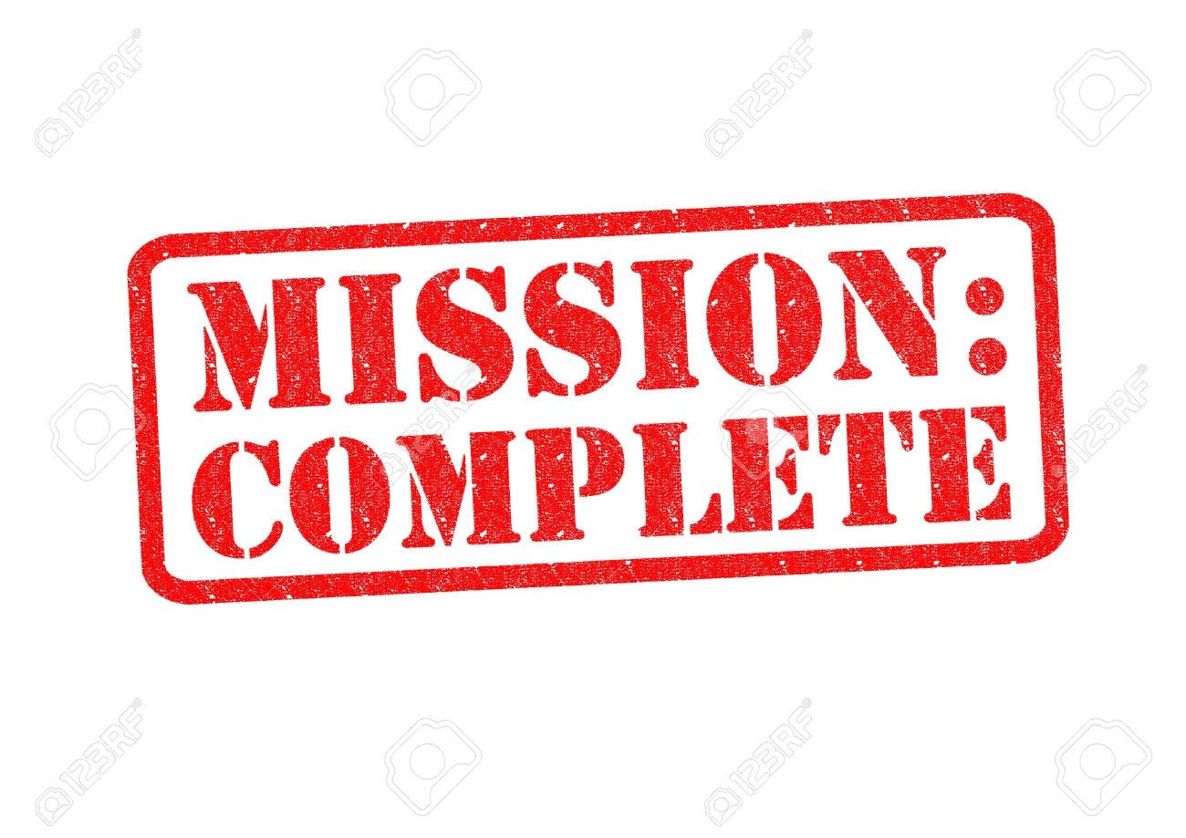 mission complete rubber stamp