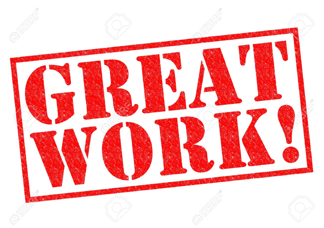 great work red rubber stamp over a white background stock photo