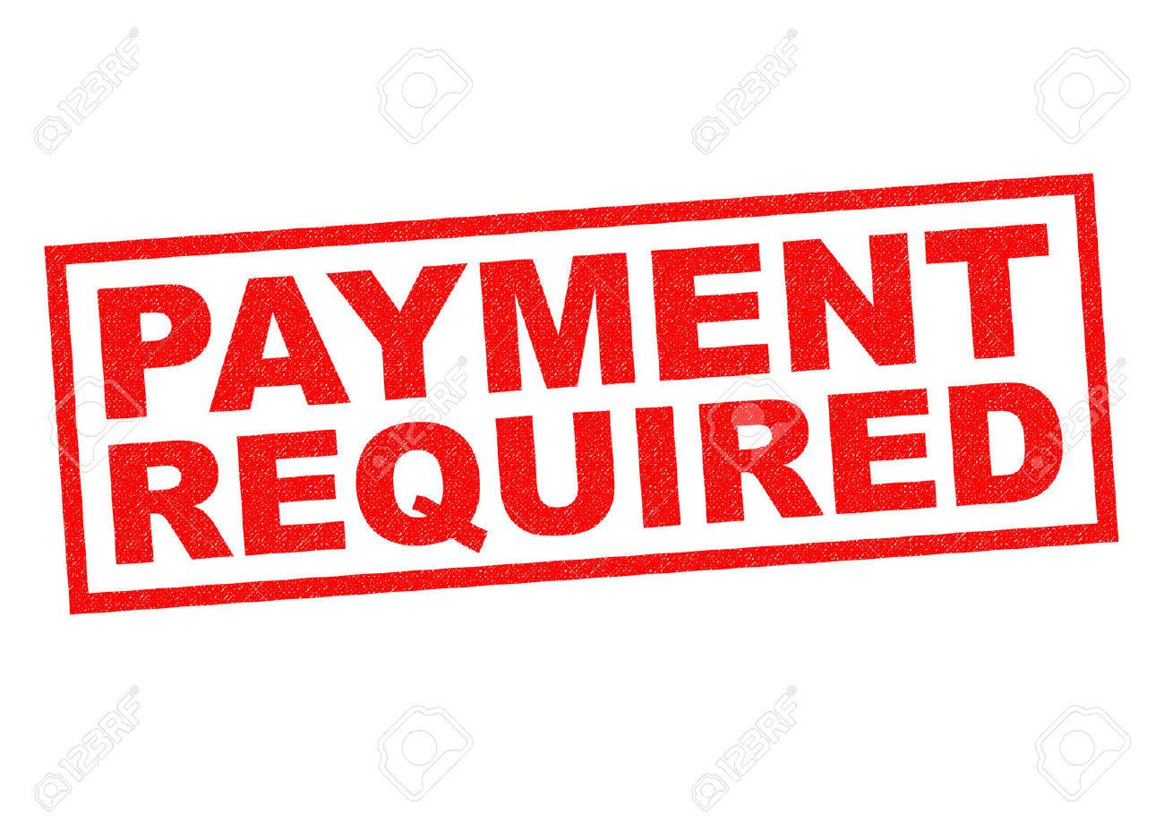 payment required red rubber stamp over a white background stock