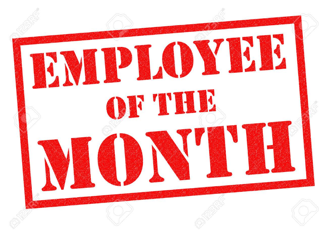 employee of the month red rubber stamp over a white background