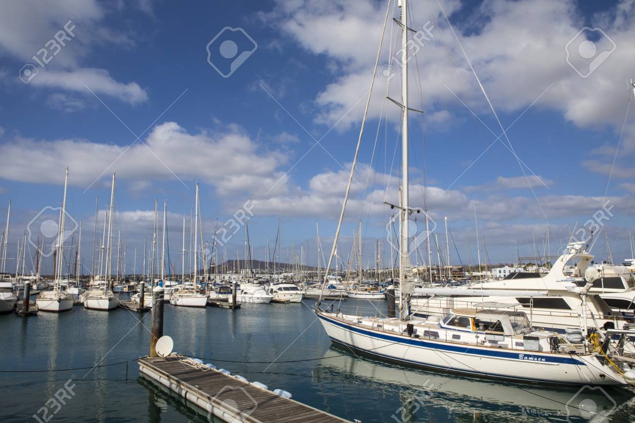 Lanzarote Spain January 20th 2018 A View Of The Boats Moored