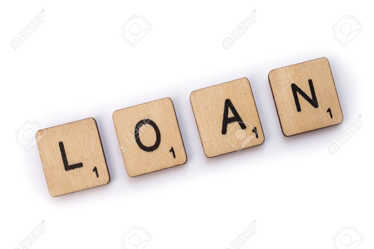 london uk july 5th 2018 the word loan spelt with wooden letter