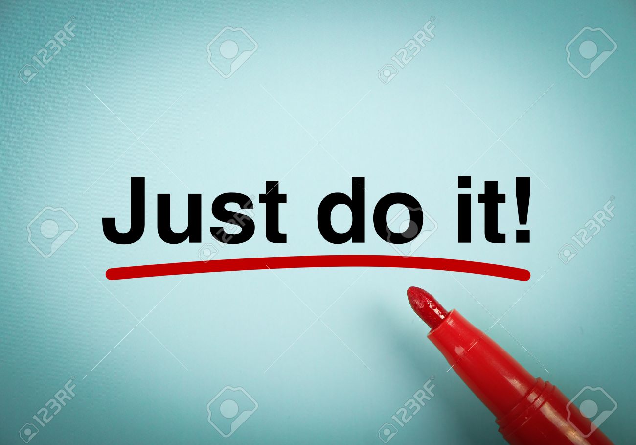 text just do it with red underline on the light blue background