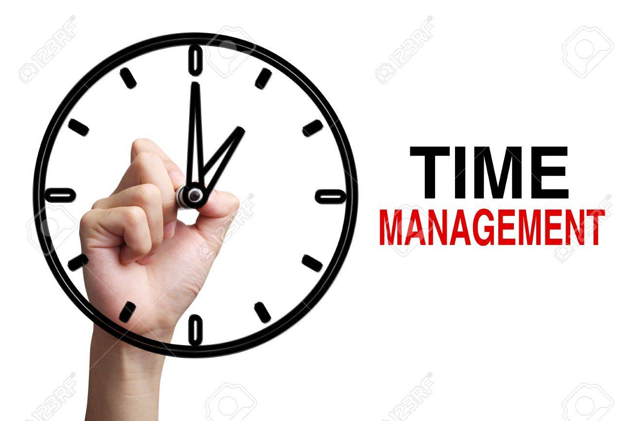 Hand Is Drawing A Clock With Text Time Management Concept Aside Stock Photo Picture And Royalty Free Image Image