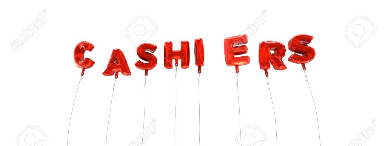 cashiers word made from red foil balloons 3d rendered can is cashiering a word