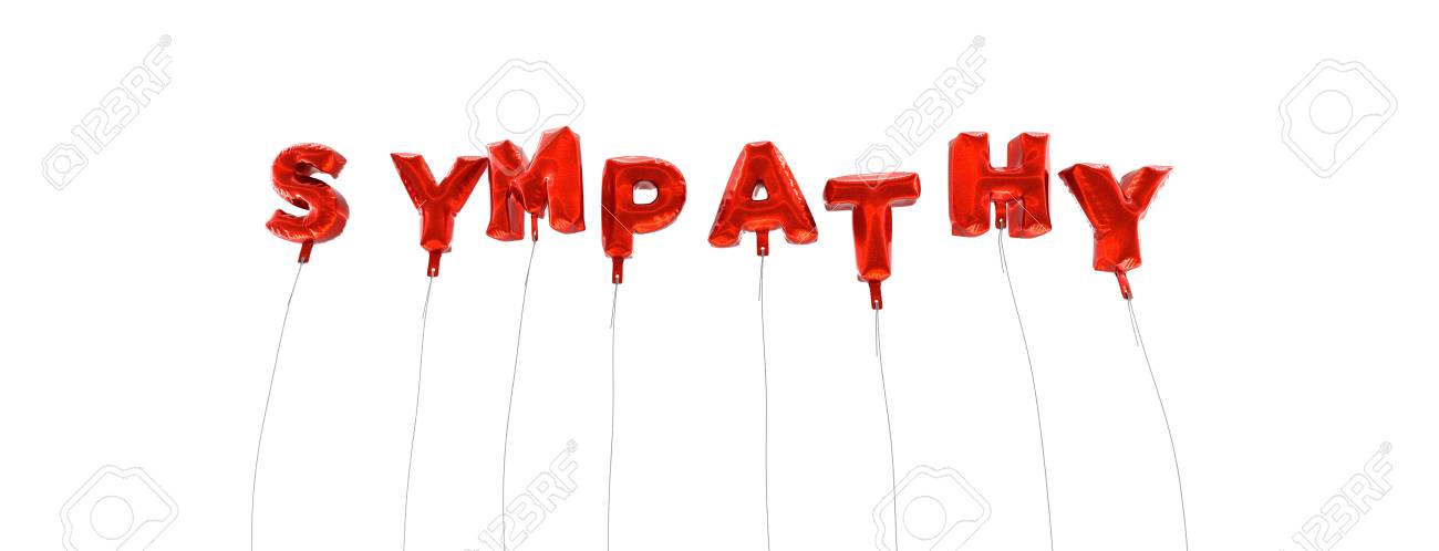 sympathy word made from red foil balloons 3d rendered can