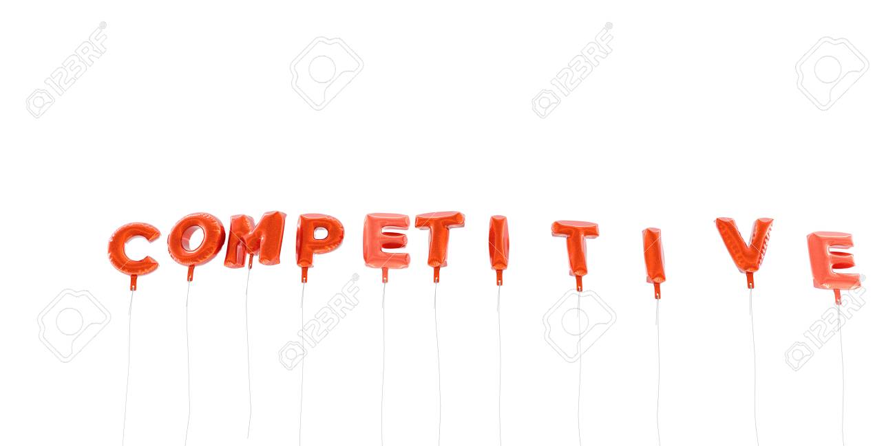 competitive word made from red foil balloons 3d rendered competitive word