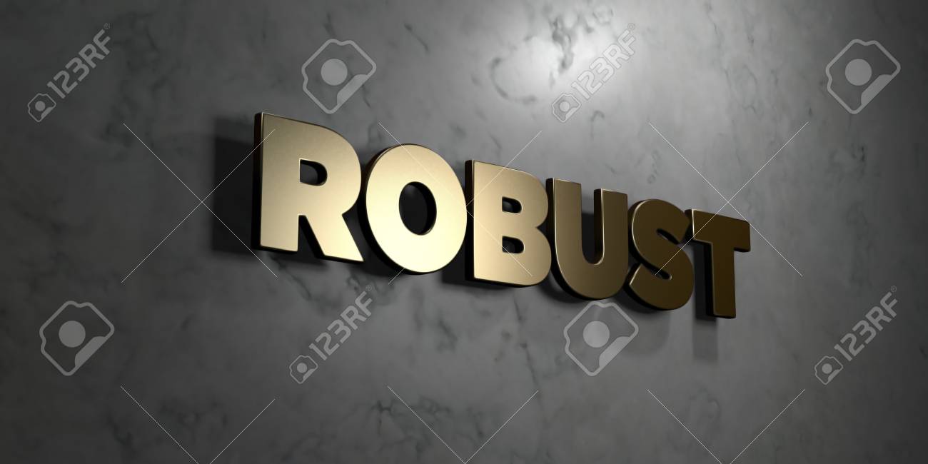 robust gold sign mounted on glossy marble wall 3d rendered