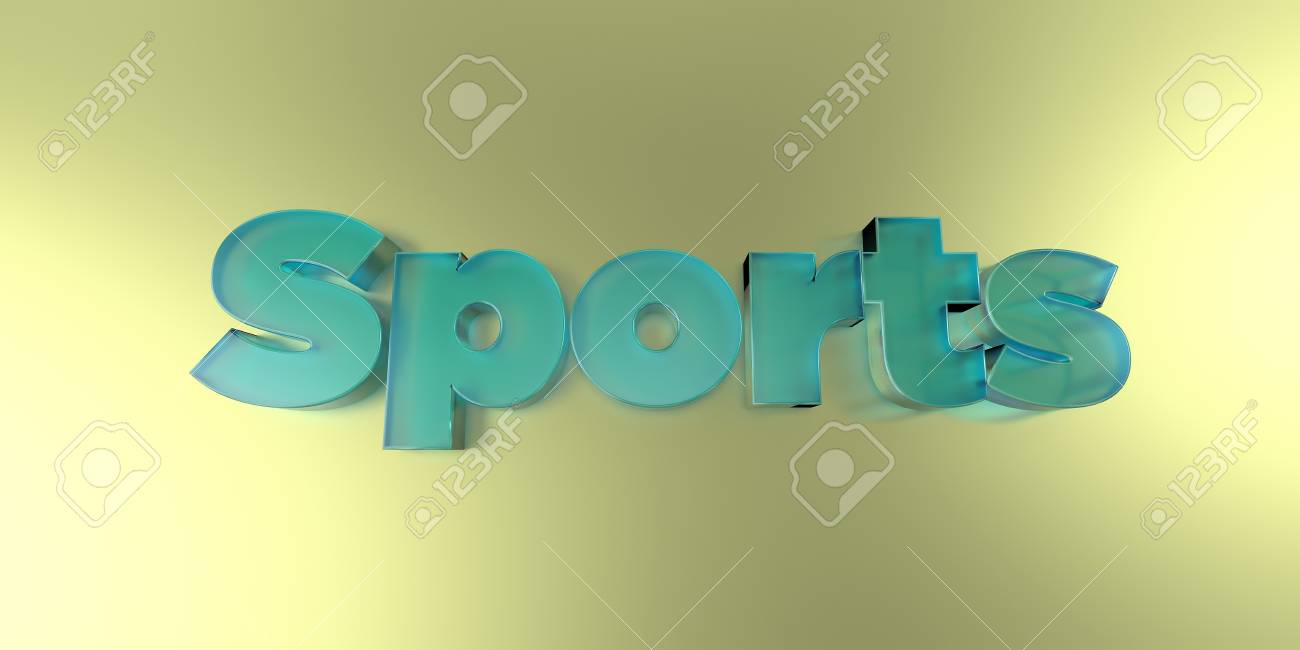 スポーツ 活気に満ちた背景にカラフルなガラスのテキスト 3 D レンダリングされたロイヤリティ フリー ストック イメージ の写真素材 画像素材 Image