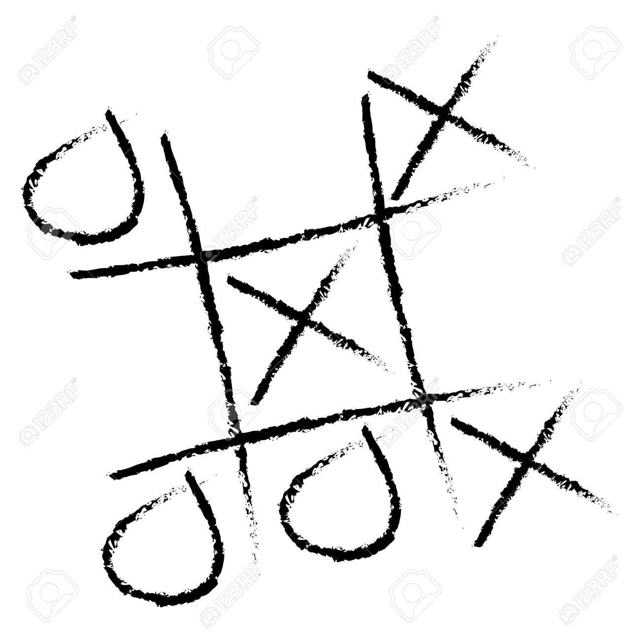 Tic Tac Toe Jogo Desenhado à Mão Num Vetor Com Textura De Papel Branco  Ilustração do Vetor - Ilustração de desafio, grade: 166490670