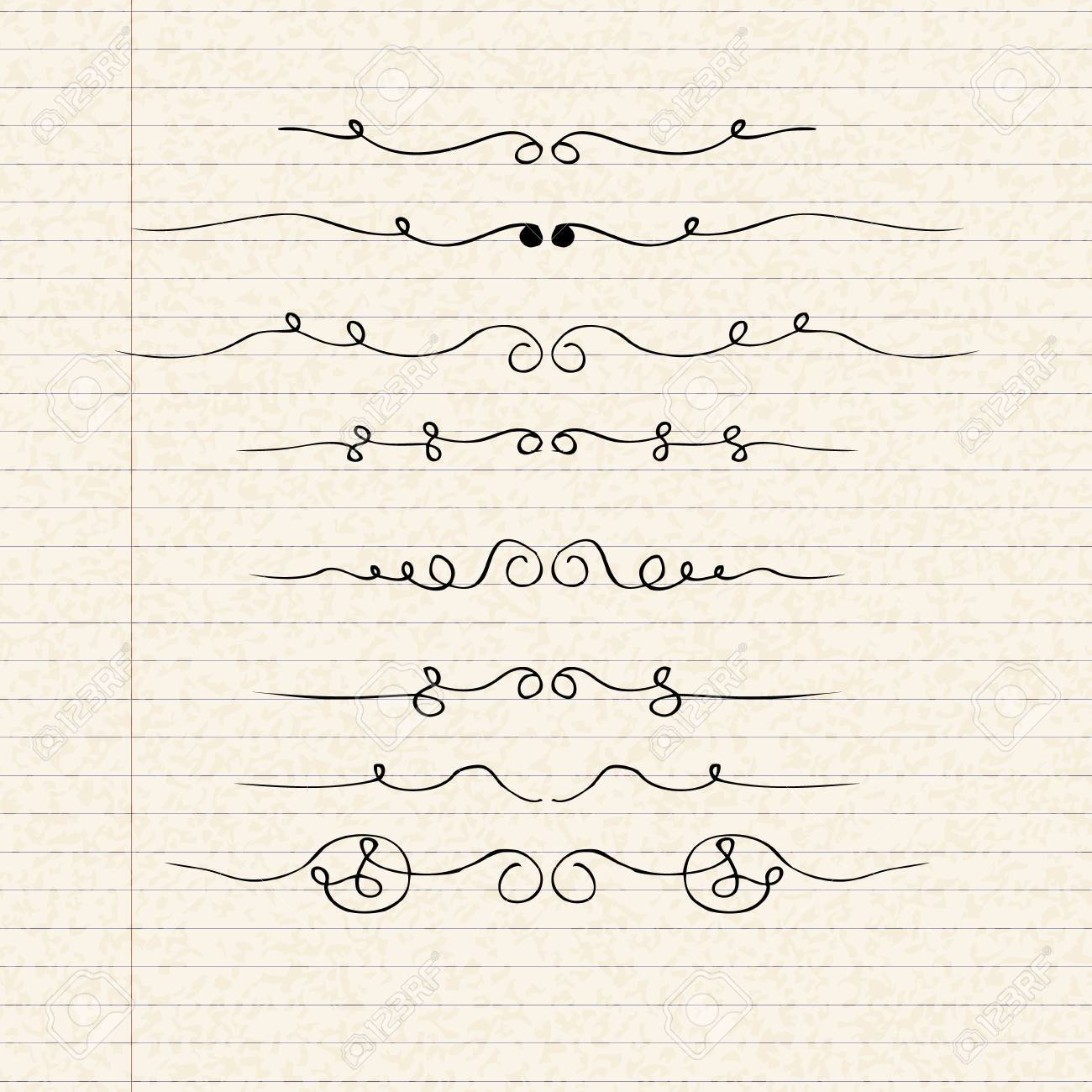 手は 罫線入りの用紙 1 枚に仕切りのイラストを描いた のイラスト素材 ベクタ Image